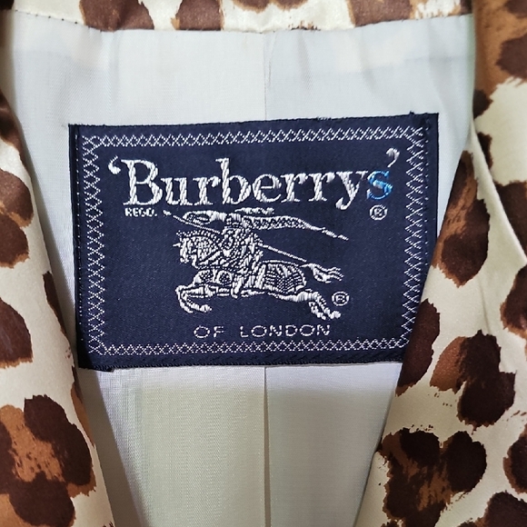 Vintage Burberrys Of London Brown Silk Leopard Print Blazer -Sz. 8! - Picture 2 of 5